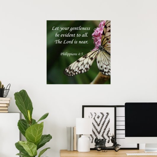 Poster Philippiens 4:5 Fleurs papillons (Bureau à domicile)