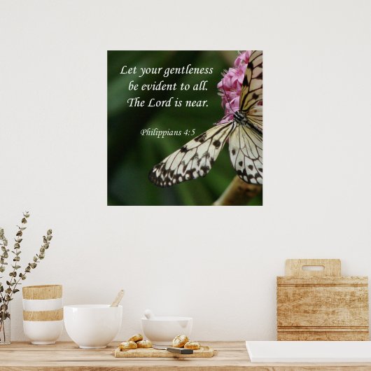 Poster Philippiens 4:5 Fleurs papillons (Cuisine)