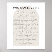 Poster Philippiens 4:6-7 Script minimal Boho Arc Beige Bo (Devant)
