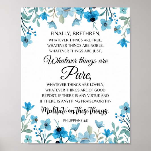 Poster Philippiens 4:8 Quelles que soient les choses sont (Devant)