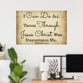 Poster Philippiens Bible verset Je peux faire tout (Bureau à domicile)