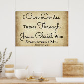 Poster Philippiens Bible verset Je peux faire tout (Cuisine)