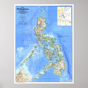 Poster " Philippines : 1986 Carte détaillée ...