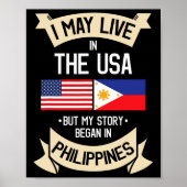 Poster Philippines American Flag Usa Filipino Roots Gifts (Devant)