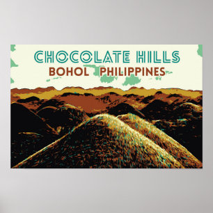 Poster Philippines, Chocolate Hills in Bohol island Postc