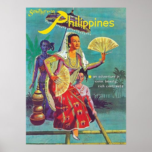 Poster Philippines, femmes en costumes traditionnels (Devant)