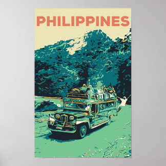 Poster Philippines, Jeepney in Luzon, cordillère centrale
