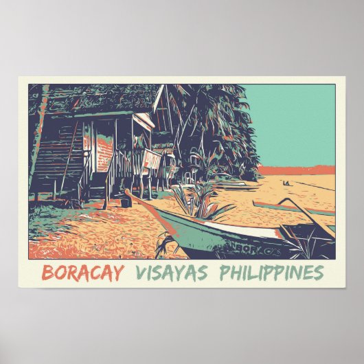 Poster Philippines, plage de Boracay dans les îles Visaya (Devant)
