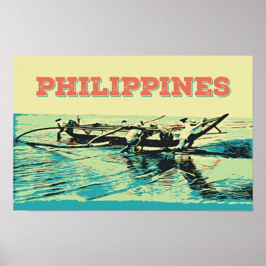 Poster Philippines, scène de pêche dans les îles Visayas (Devant)
