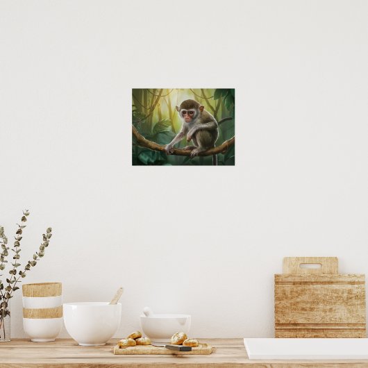 Poster Philippines Tarsier Singe dans l'habitat naturel (Cuisine)