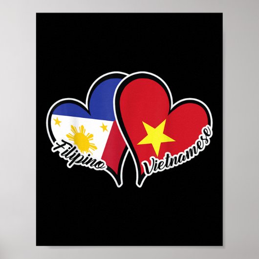Poster Philippines Viêt Nam Coeur du drapeau à moitié Phi (Devant)