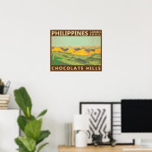 Poster Philippines Vintage de Chocolate Hills (Bureau à domicile)