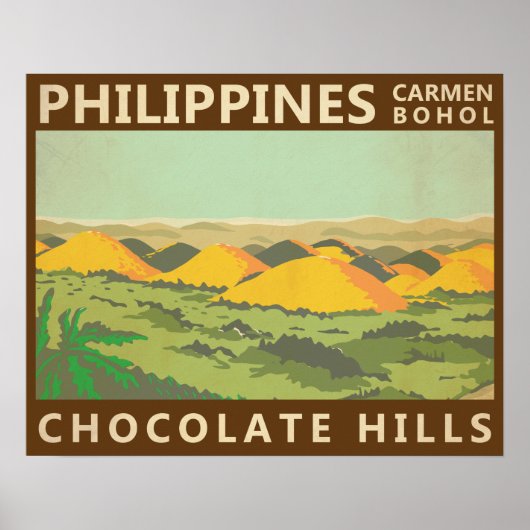 Poster Philippines Vintage de Chocolate Hills (Devant)