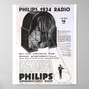 Poster Philips 1934 radio antique retro advertisement
