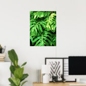 Poster Philodendron en feuille de Feuille tropicale, vert (Bureau à domicile)