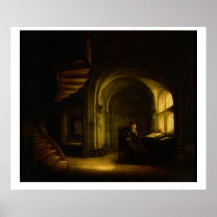 Poster Philosophe avec un livre ouvert, 1625-7 (huile sur