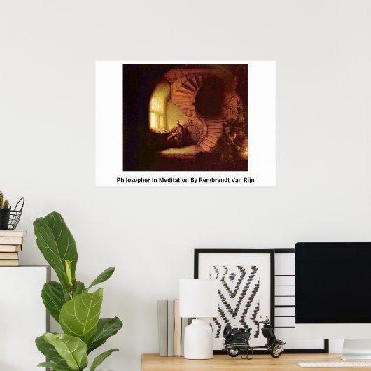 Poster Philosophe En Méditation De Rembrandt Van Rijn (Bureau à domicile)