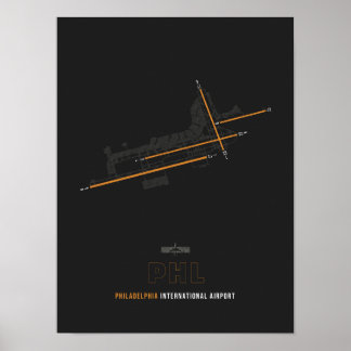 Poster PHL - Philadelphie Airport Runway Diagram Art