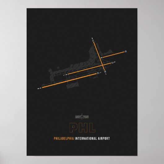 Poster PHL - Philadelphie Airport Runway Diagram Art (Devant)