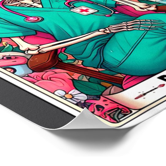 Poster Phlebotomist Tarot Card Skeleton Phlebotomy Tech P (Coin)