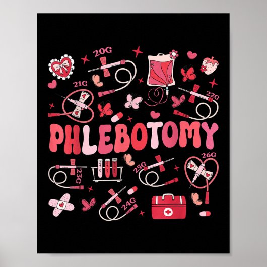 Poster Phlebotomiste Coeur Phlebotomie Infirmière Tech Ca (Devant)