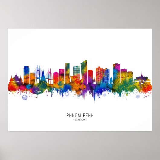 Poster Phnom Penh Cambodia Skyline (Devant)