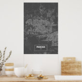 Poster Phoenix, Arizona (blanc sur noir) (Cuisine)