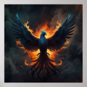 Poster Phoenix Bird Rising avec flammes (Devant)