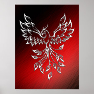 Poster Phoenix Blanche se lève Rouge n Cendres Noires