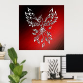 Poster Phoenix Blanche se lève Rouge n Cendres Noires (Bureau à domicile)