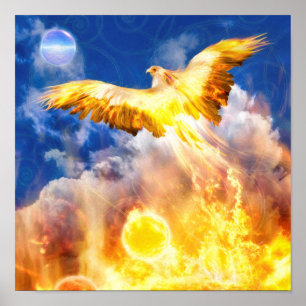 Poster Phoenix Oiseau S'ÉLÈVE AU-DESSUS DE VOS PROBLÈM