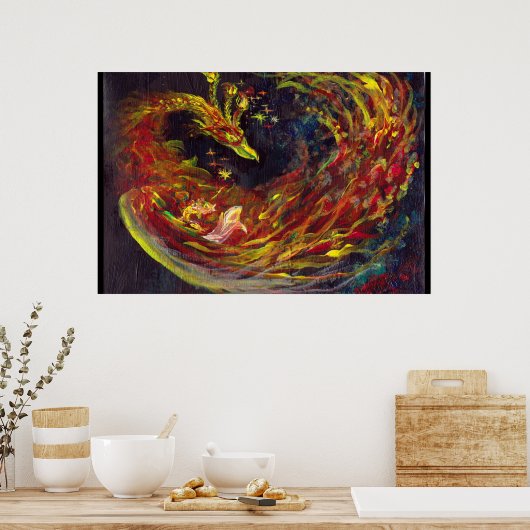 Poster Phoenix Pheonix Red Firebird Flames Thunderbird (Cuisine)