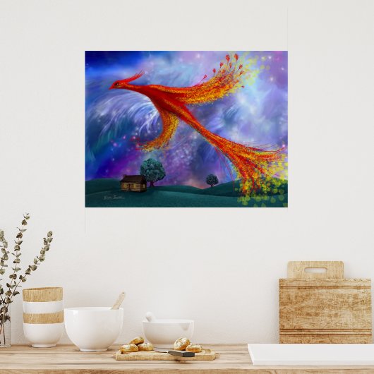 Poster Phoenix volant à la nuit (Cuisine)