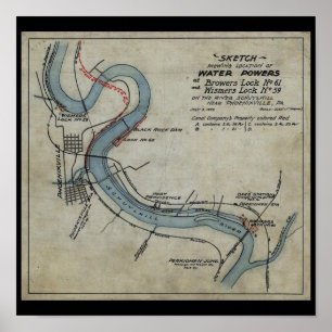 Poster Phoenixville Mont Clare Schuylkill Canal PA 1899