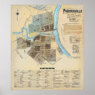 Poster Phoenixville PA Carte 1921