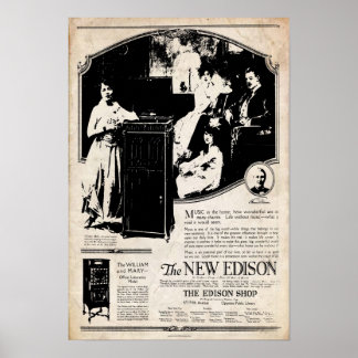 Poster Phonographe Edison vintage 1917