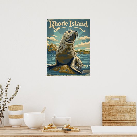 Poster Phoque du port Rhode Island (Cuisine)