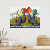 Poster Phoques de cirque (en 23 tailles) (Cuisine)