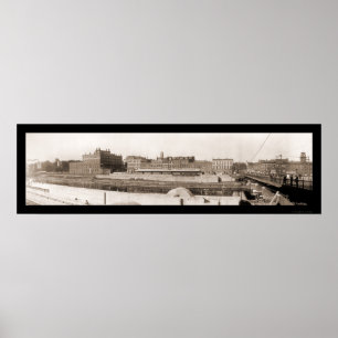 Poster Photo 1909 de façade d'une rivière d'Oswego NY