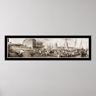 Poster Photo 1909 du Panama de bateaux de pêche