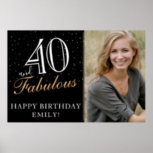 Poster Photo 40 et Fabulous Black 40th Birthday Party