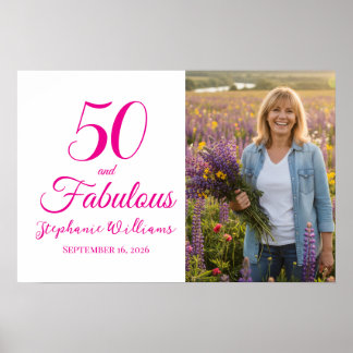 Poster Photo 50 ans et Fabuleux Fête d'anniversaire 50 an