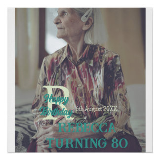 Poster Photo 80e anniversaire ajouter nom date moderne ve