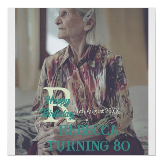 Poster Photo 80e anniversaire ajouter nom date moderne ve (Devant)