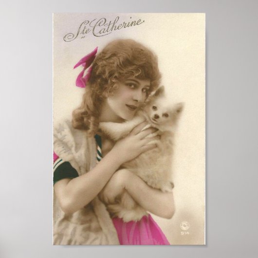 Poster Photo antique Victorian Woman and Dog (Devant)