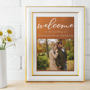 Poster Photo Automnal Mariage de Style Rustique Orange Br