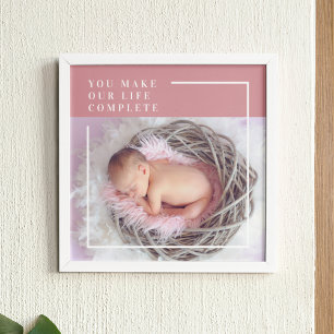 Poster Photo bébé mignonne moderne   Rose et blanc   Devi