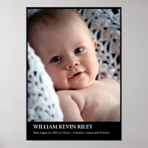 Poster Photo bébé moderne mur vertical accroché art noir