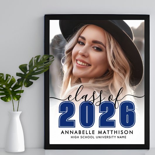 Poster Photo Blue Graduation Party Sign