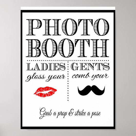 Poster PHOTO BOOTH panneau mariage ou fête (Devant)